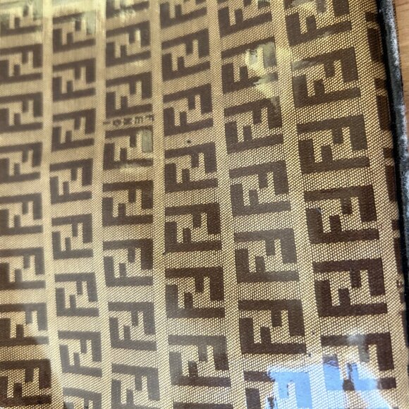 Fendi Zucchino Vinyl Double Flap Accordion Baguette Brown - Picture 10 of 15